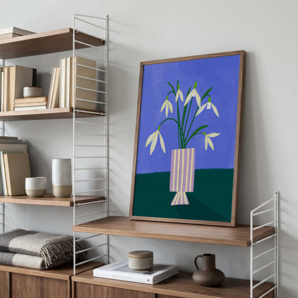 Snowdrops in Striped Vase