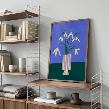 Snowdrops in Striped Vase