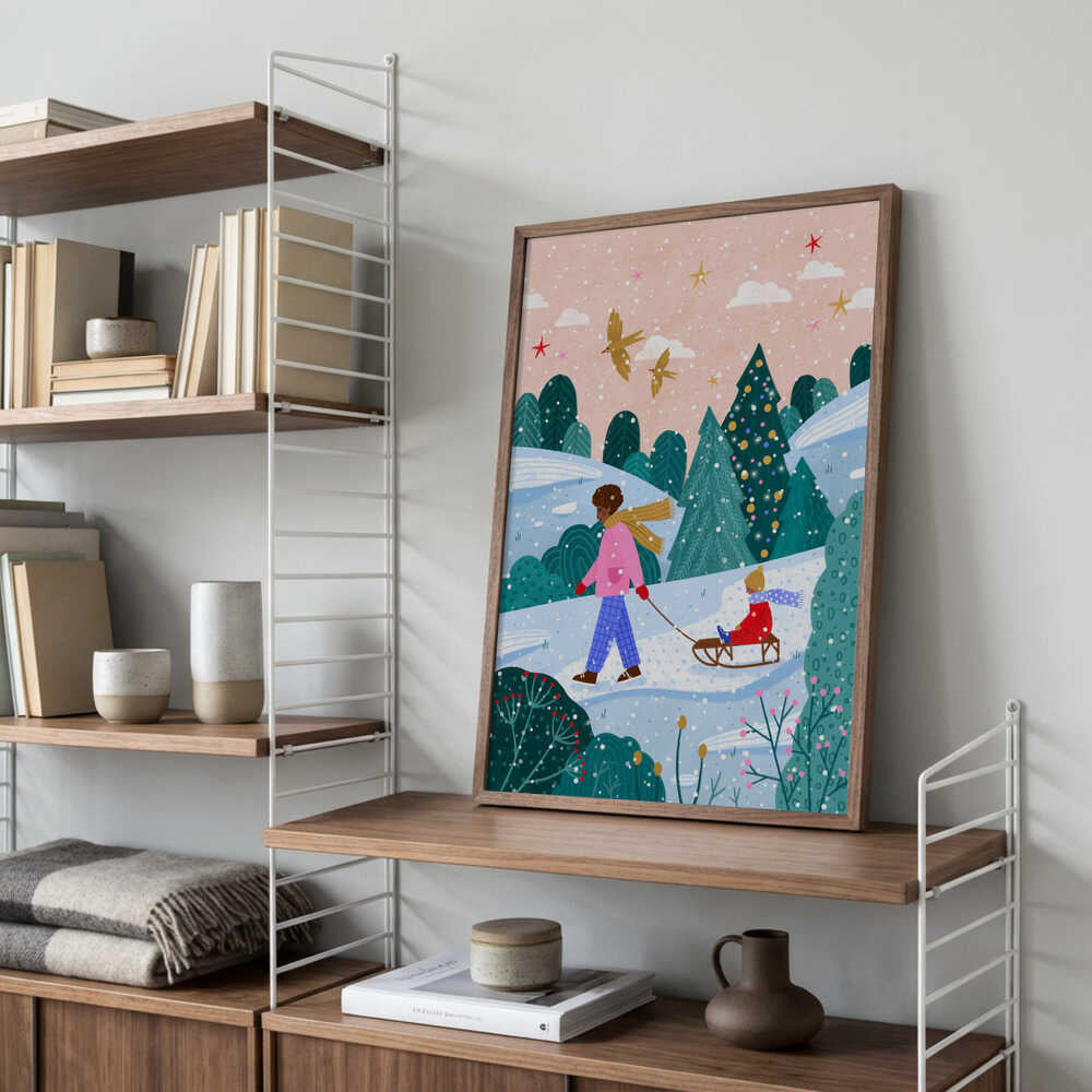 Snowy Forest Sledding