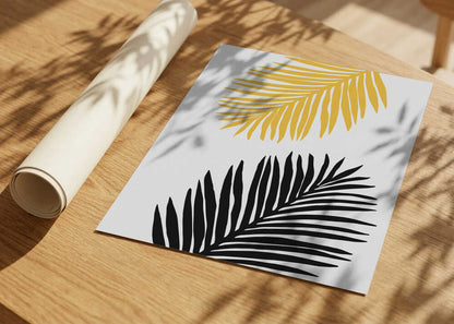 Golden Black Palm Leaves