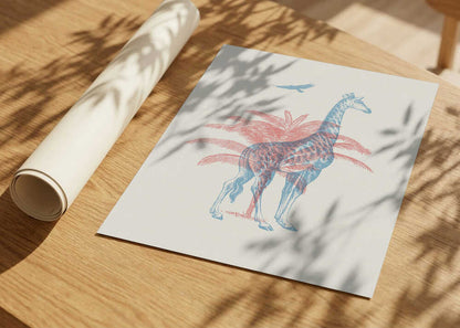 Vintage Safari Giraffe Palms