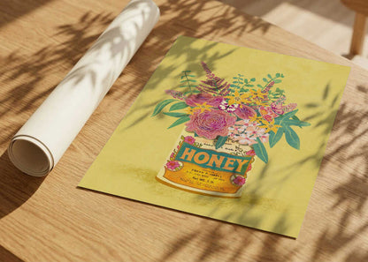 Flowers In a vintage Honey Can