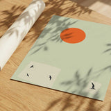 Orange Sun Flying Birds