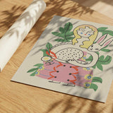Whimsical Woman and Rabbit