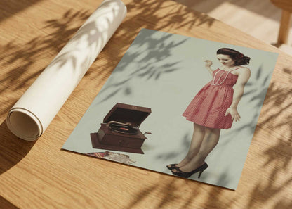 Vintage Woman and Gramophone