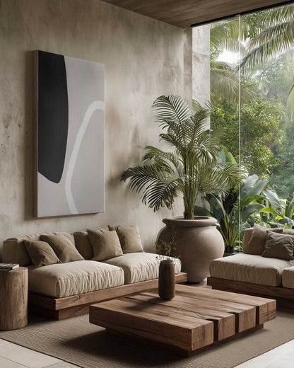 Bold Black Shapes and a White Line