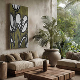 Floral With Tulips In Moss Green